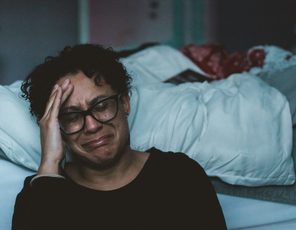 A sad businesswoman needs an online store to automate everything. Stores does that perfectly.